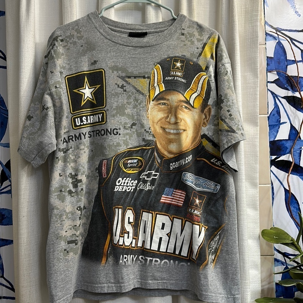 Men’s Vintage Ryan Newman Nascar Racing US Army ALL OVER PRINT T-Shirt Size XL